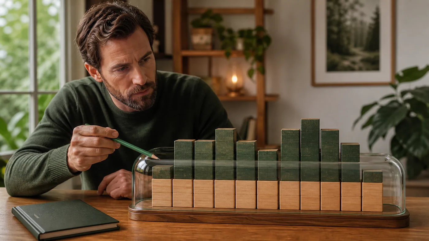 Investor examining which layer of a fluctuating investment is protected by a guarantee